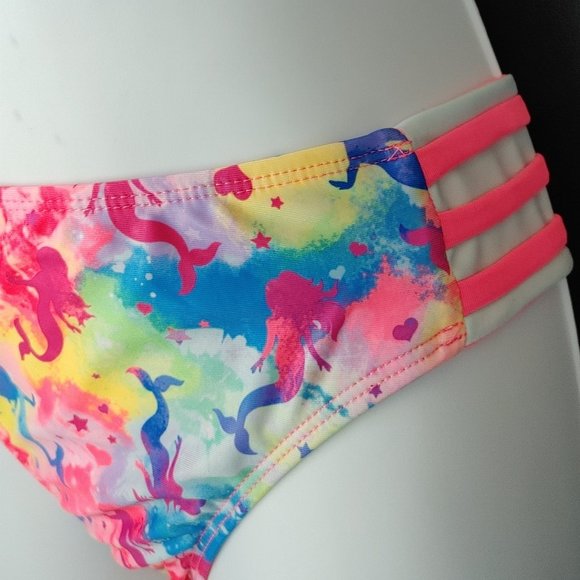 2 PIECE NEON MERMAID SIZE 18 GIRLS SWIMSUIT - Picture 3 of 5